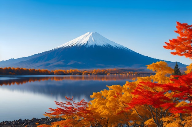 A painting of a mountain with the name mt fuji on the top