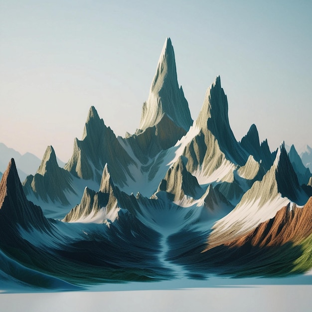 a painting of mountains with the word ice on it