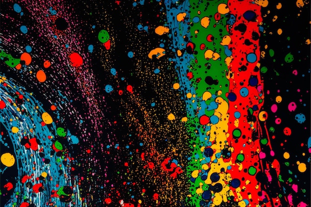 Painting of multicolored circles on a black background generative ai