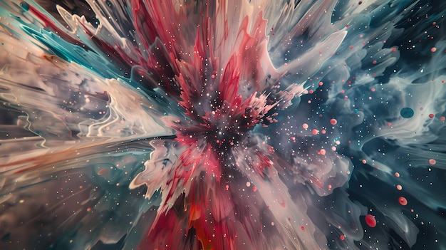 a painting of a multicolored explosion that is painted with the colors of the universe