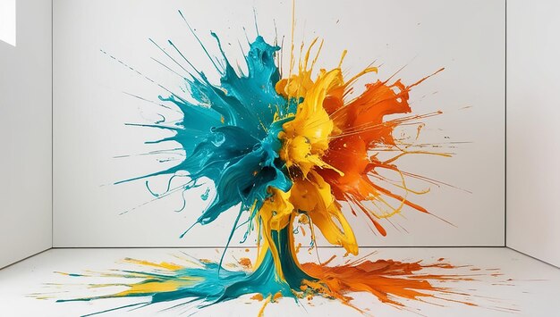 a painting of multicolored paint is shown