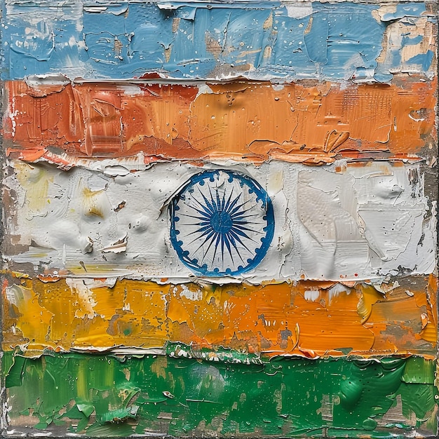 a painting of the national flag is shown with the word india on it