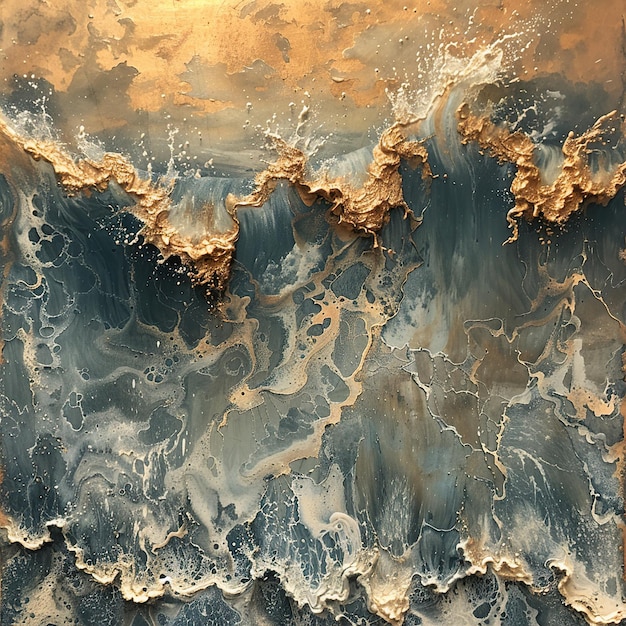 a painting of the ocean with the ocean in the background