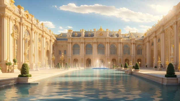 Painting the Opulent Splendor The Palace of Versailles on a Summer Afternoon