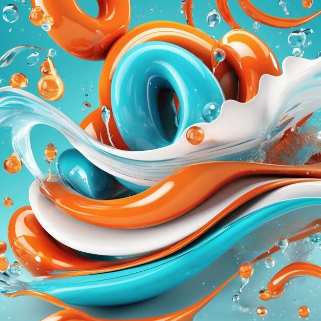 Photo a painting of orange and blue paint with orange and white paint