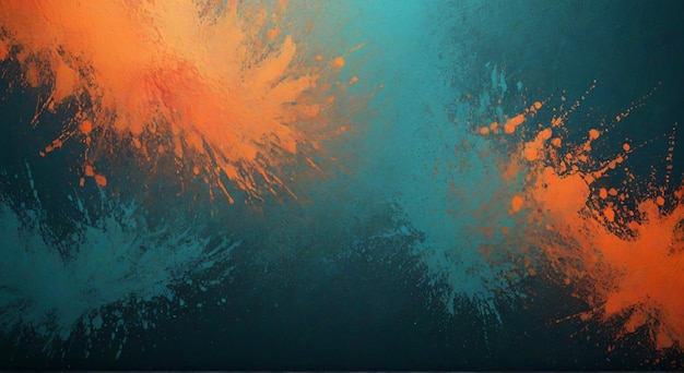 a painting of orange and blue water and orange and blue colors