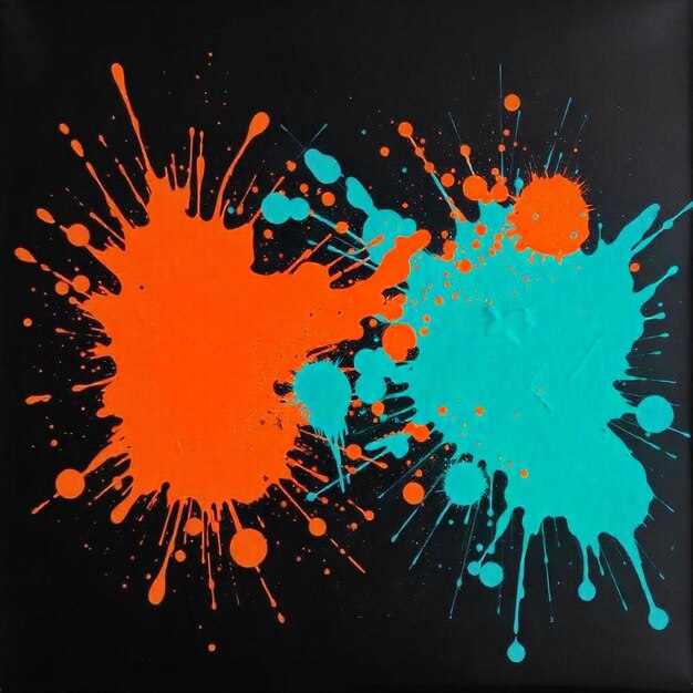 Photo painting of orange and blue water and orange and blue colors