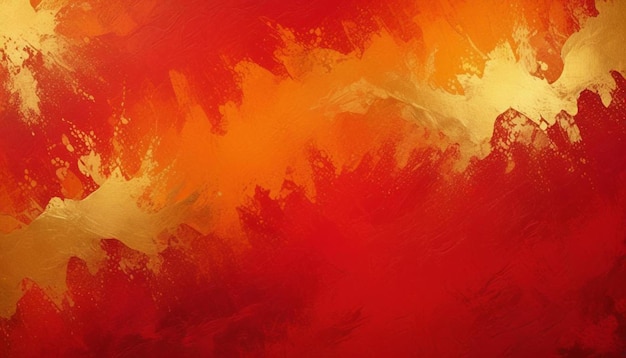 a painting of orange and yellow colors with a red background