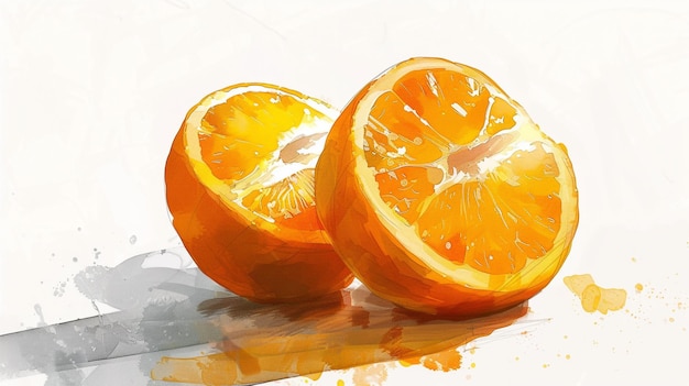 Photo a painting of oranges with a splash of orange juice