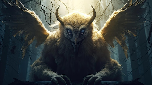 A painting of an owl with wings and wings that say'the dark knight '