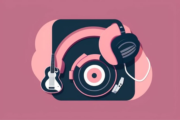 Photo a painting of a pair of headphones with a pink background