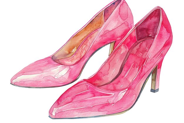 A painting of a pair of pink high heels Ideal for fashion design projects