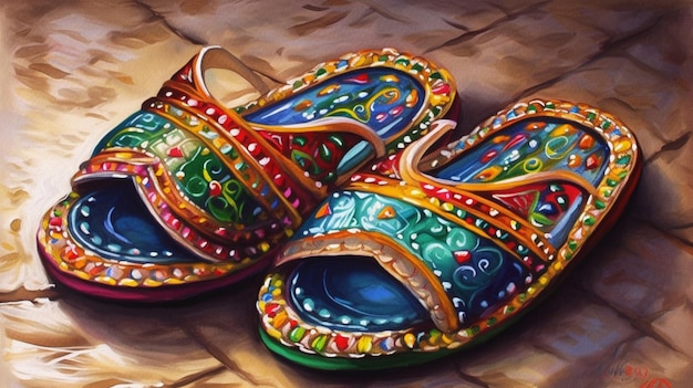 A painting of a pair of shoes by person