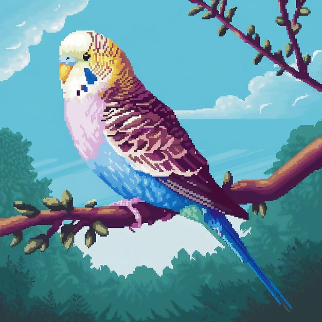 Photo a painting of a parrot on a tree branch with a blue beak