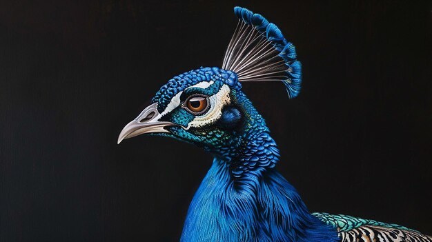 Photo a painting of a peacock with the blue feathers on it