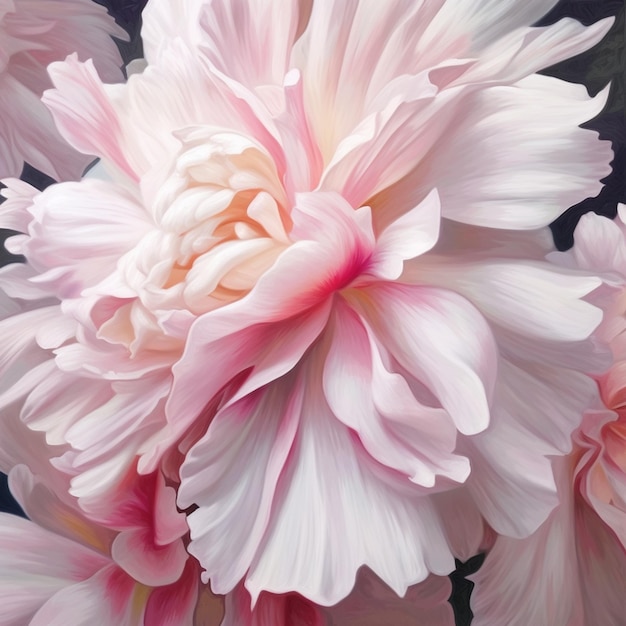 A painting of a peony with a pink center.