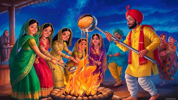 a painting of people cooking food over a fire with a man cooking on it