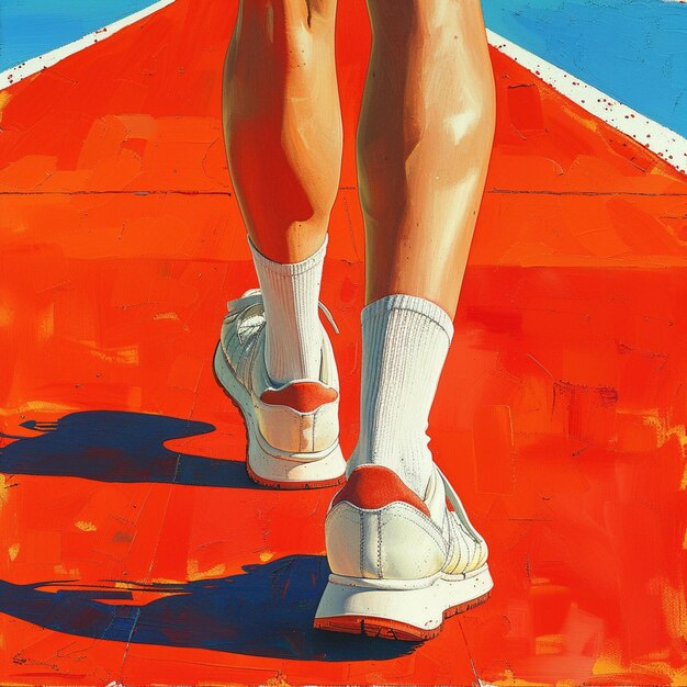 a painting of a person with a basketball in the background