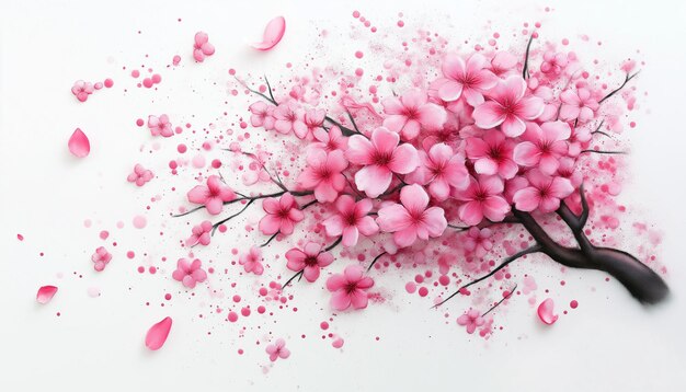 Photo a painting of pink cherry blossoms with pink petals