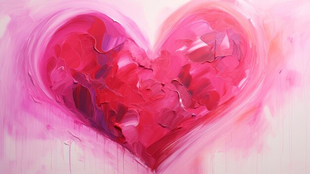 A painting of a pink heart on a white background