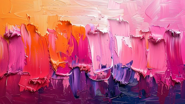 a painting of pink and purple paint with a pink background