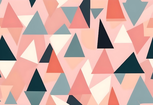 a painting of pink triangles with a pink triangle on the top