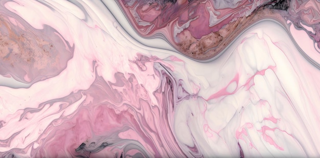 A painting of a pink and white marble background.