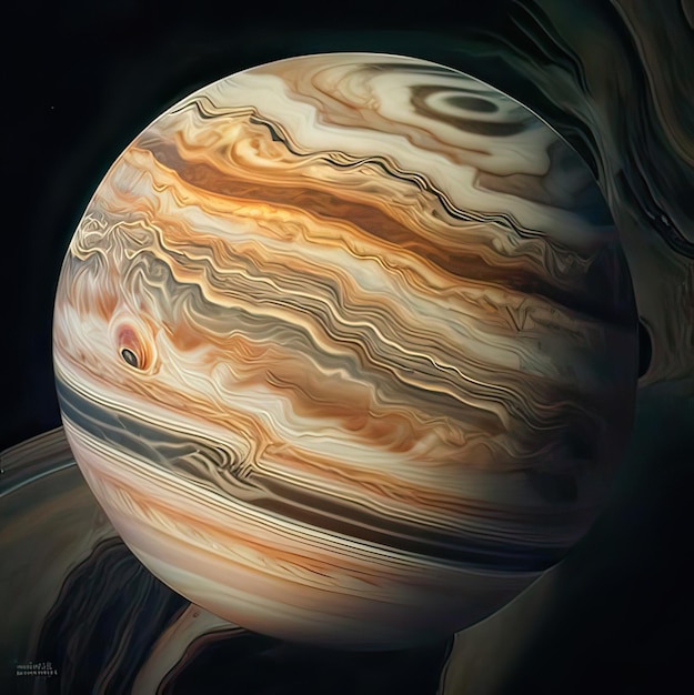 A painting of a planet with the number 9 on it