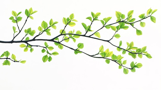 a painting of a plant with green leaves and a white background