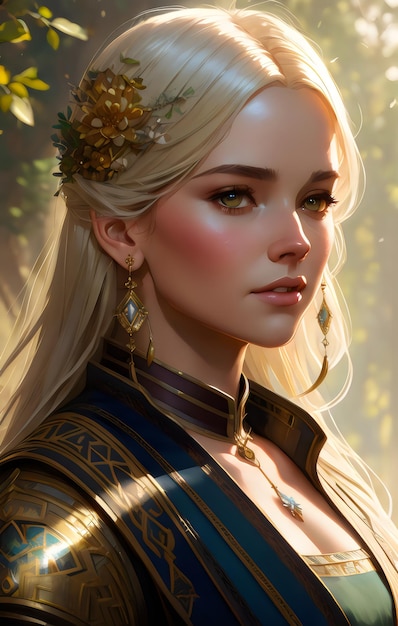 Painting portrait of a beautiful lady wear armor