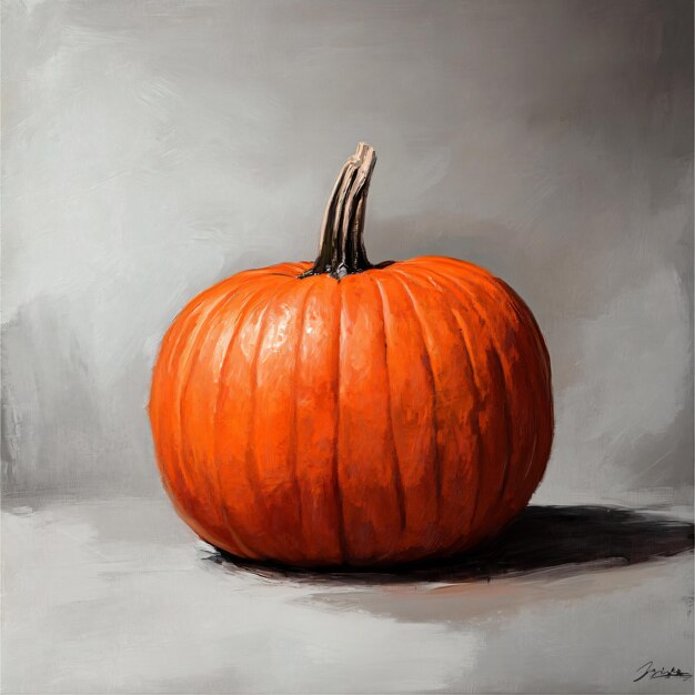 Photo a painting of a pumpkin with a black background