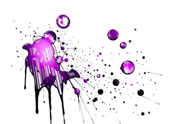 Photo a painting of purple and black bubbles with a purple background