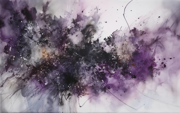 A painting of purple and black paint with the word love on it.