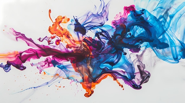 a painting of a purple and blue ink with the word  on it