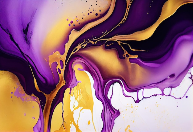 A painting of a purple and gold painting with the words " purple " on the bottom.