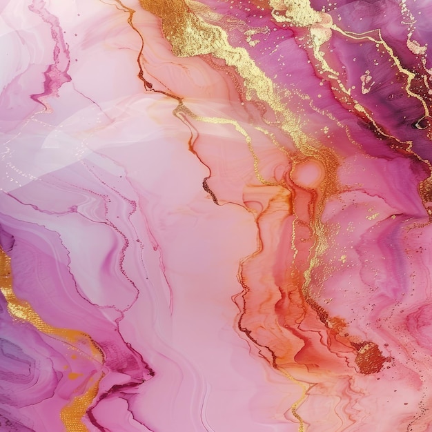 a painting of a purple and yellow colored liquid with gold on the top