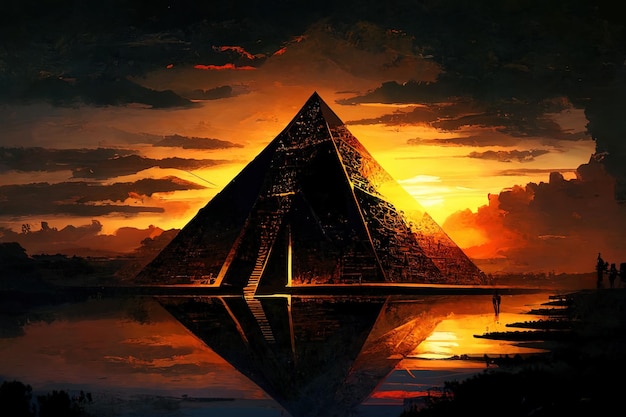 a painting of pyramids by person