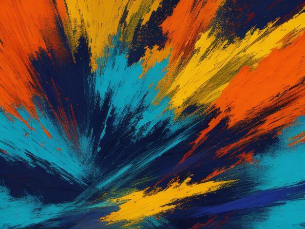 a painting of a rainbow colored brush with orange and blue colors