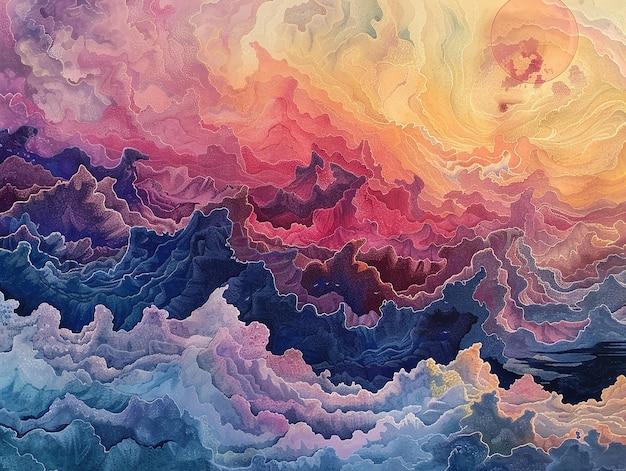 a painting of a rainbow colored cloud with the word  the  in the middle