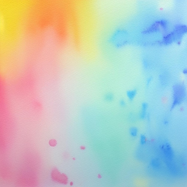 a painting of a rainbow colored watercolor with a pink and yellow background