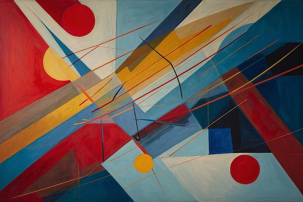 a painting of a red and blue abstract painting