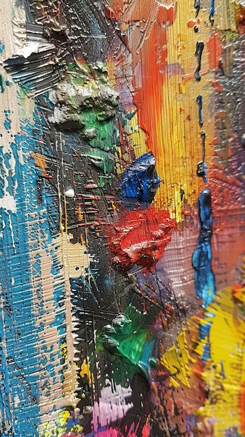 a painting of a red blue and green paint