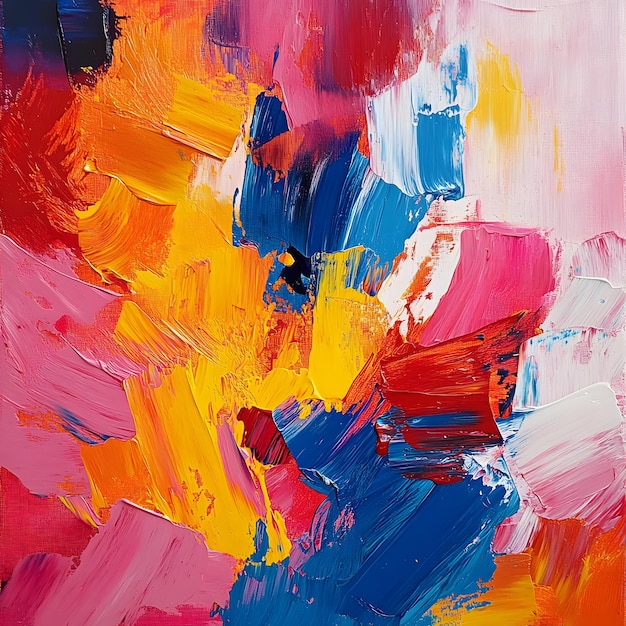 a painting of a red blue and yellow colors