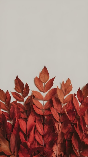 a painting of red leaves with a white background