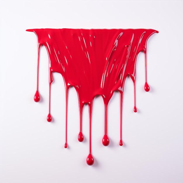 Photo a painting of a red paint with a white background with a red line of paint dripping down