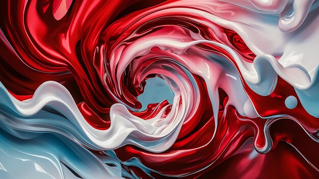 a painting of a red and white swirl liquid background