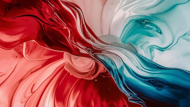 a painting of a red and white swirl liquid background