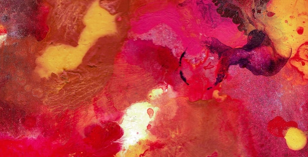 A painting of a red and yellow paint with a white spot on it.