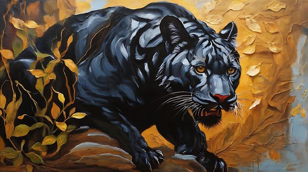 painting renaissance style oil painting Conceptual abstract picture of the panther Conceptual abstra