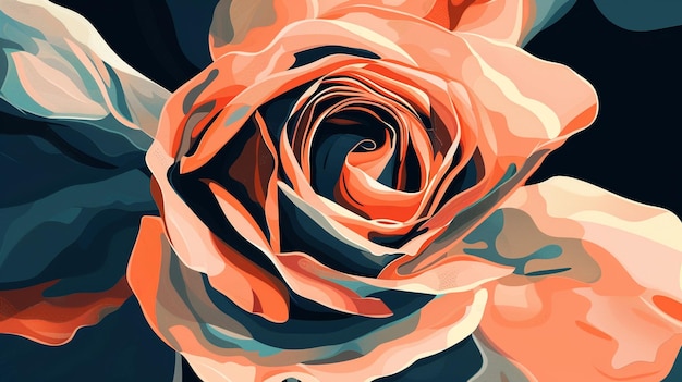 Photo a painting of a rose with a blue background